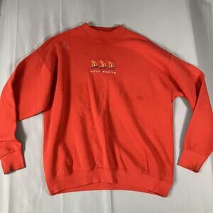 Fruit of the Loom Sweatshirt Mens XL Red Nova Scotia‎ Embroidered Crewneck Boats